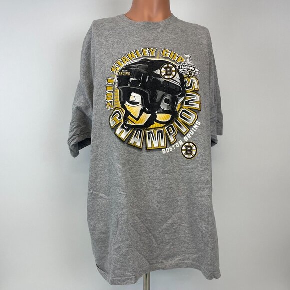 Boston Bruins 2011 Stanley Cup Champions T Shirt NHL Hockey Grey Size XL - Picture 2 of 4